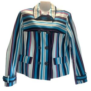 Jones New York Women's size 16 Striped Blazer Chic Colorful Office Siren Career